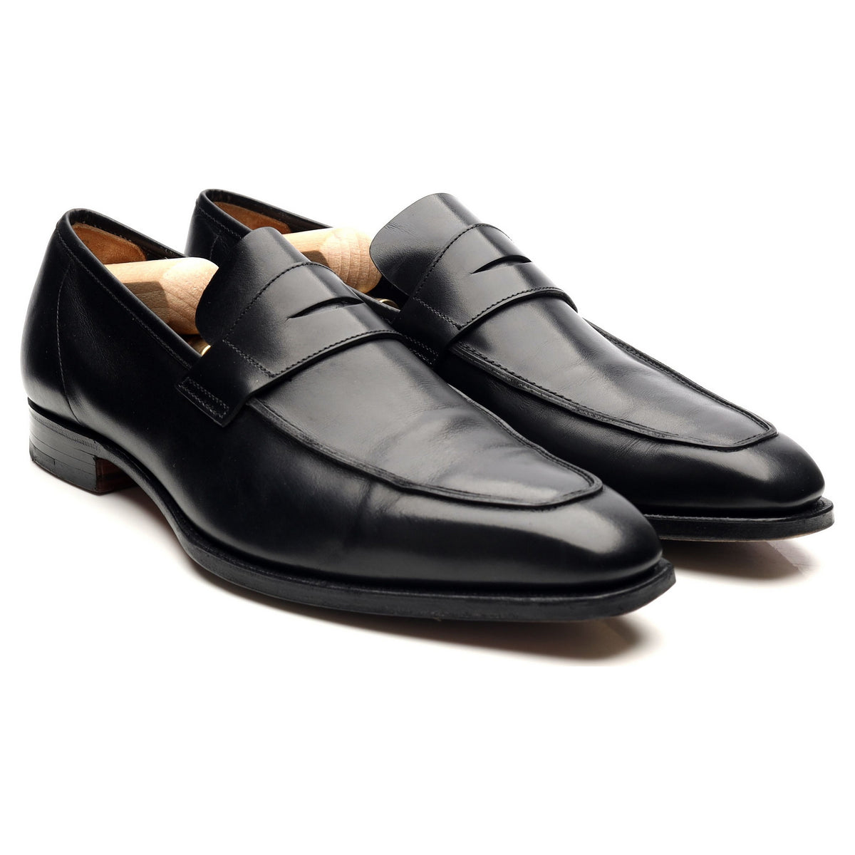 &#39;George&#39; Black Leather Loafers UK 9.5 E