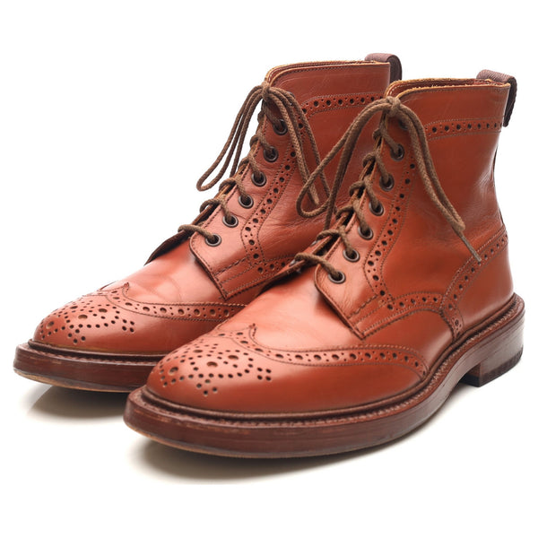 'Malton' Tan Brown Leather Brogue Boots UK Abbot's Shoes