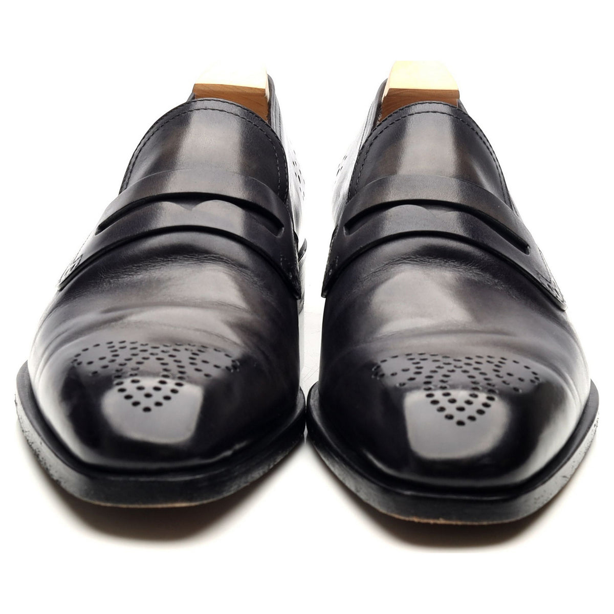 Black Patina Leather Loafers UK 8.5