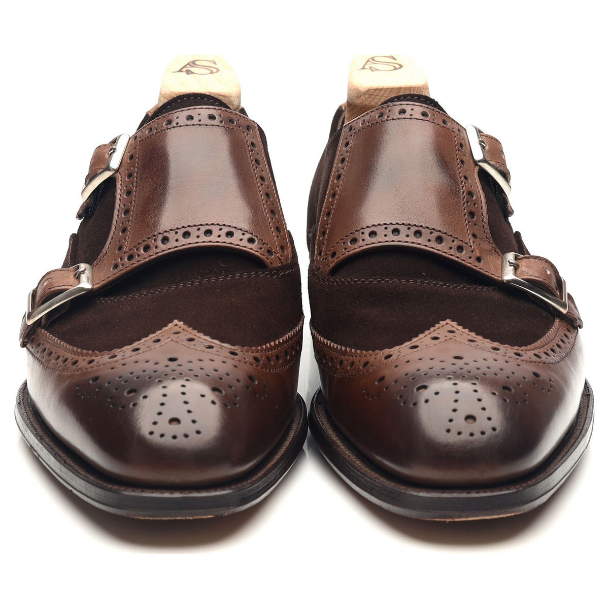 &#39;Cooper&#39; Brown Leather Double Monk Strap UK 7 F