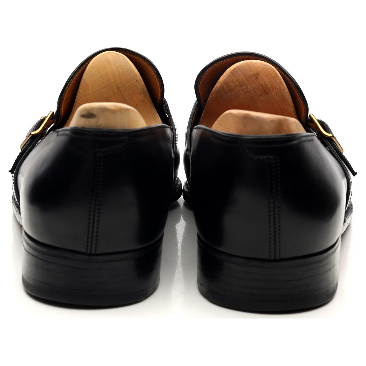 Bespoke Black Leather Monk Loafers UK 9.5 / UK 10