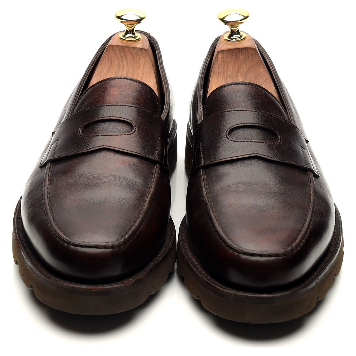 &#39;Lopez&#39; Dark Brown Museum Leather Loafers UK 7.5 E