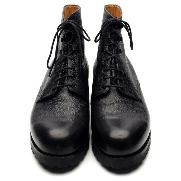 Black Leather Worker Boots D UK 11 Abbot's Shoes