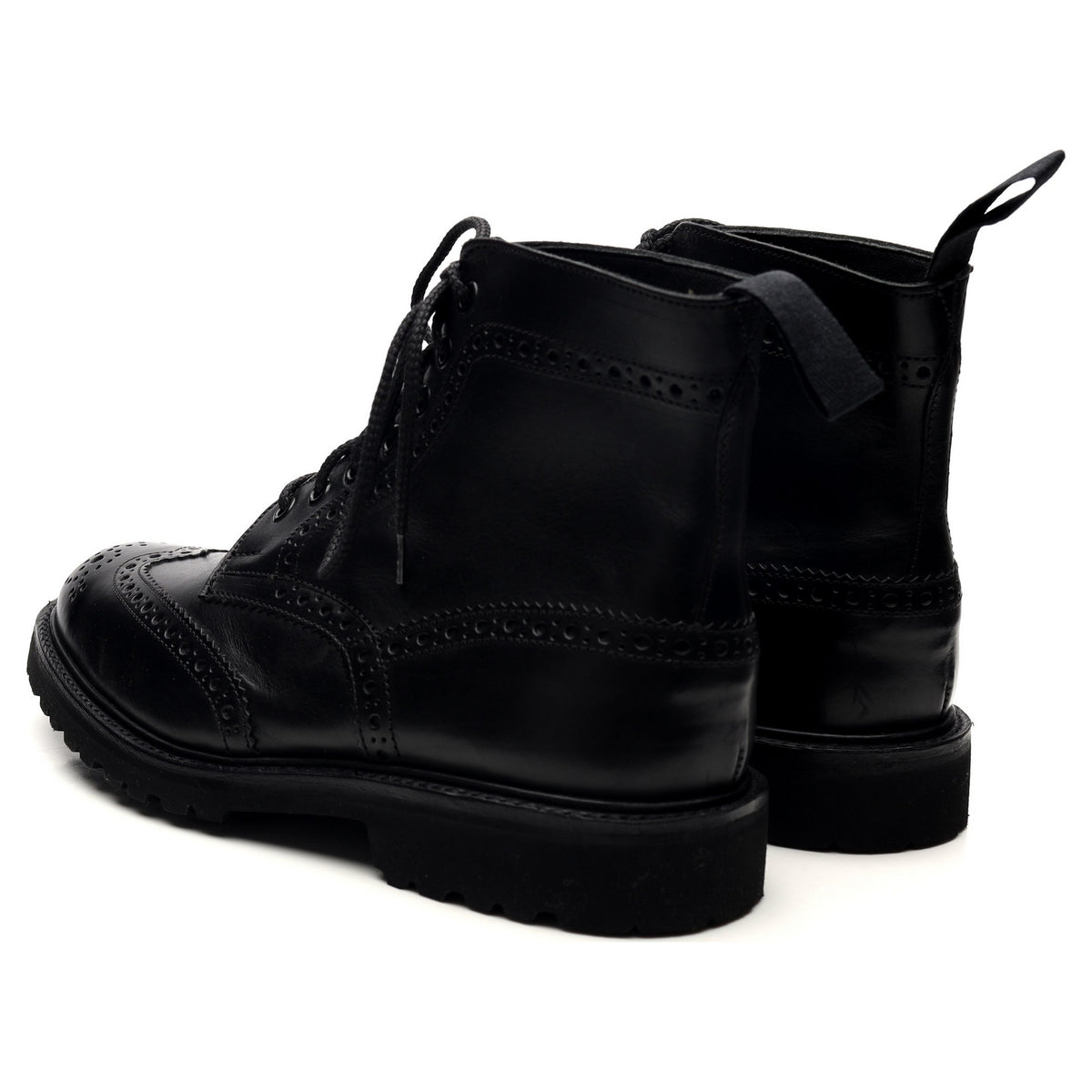 &#39;Stow&#39; Black Leather Brogues Boots UK 7