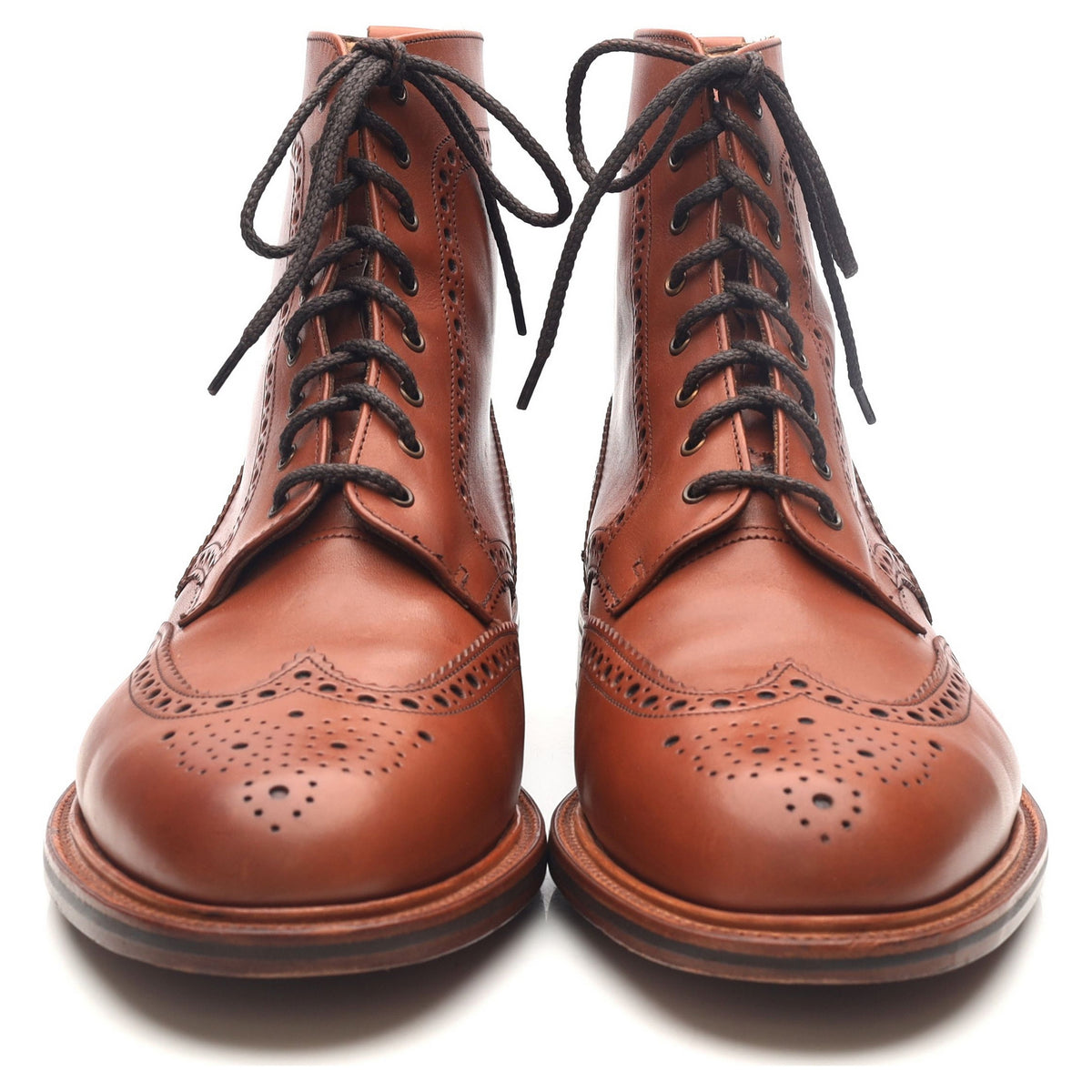 Tan Brown Leather Brogue Boots UK 8.5 F