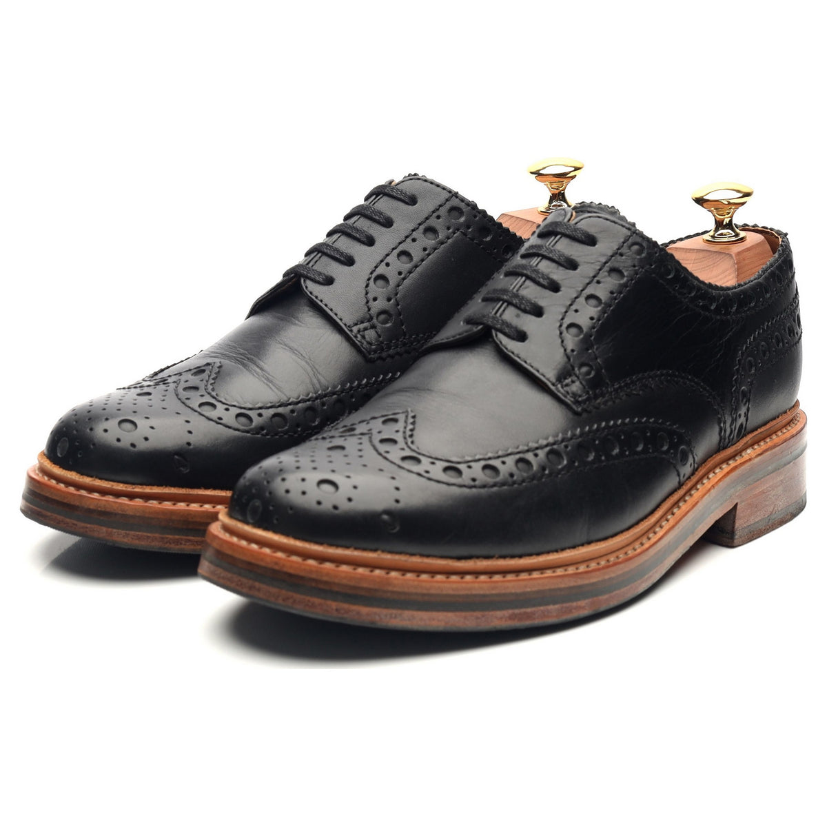 &#39;Archie&#39; Black Leather Derby Brogues UK 6 G