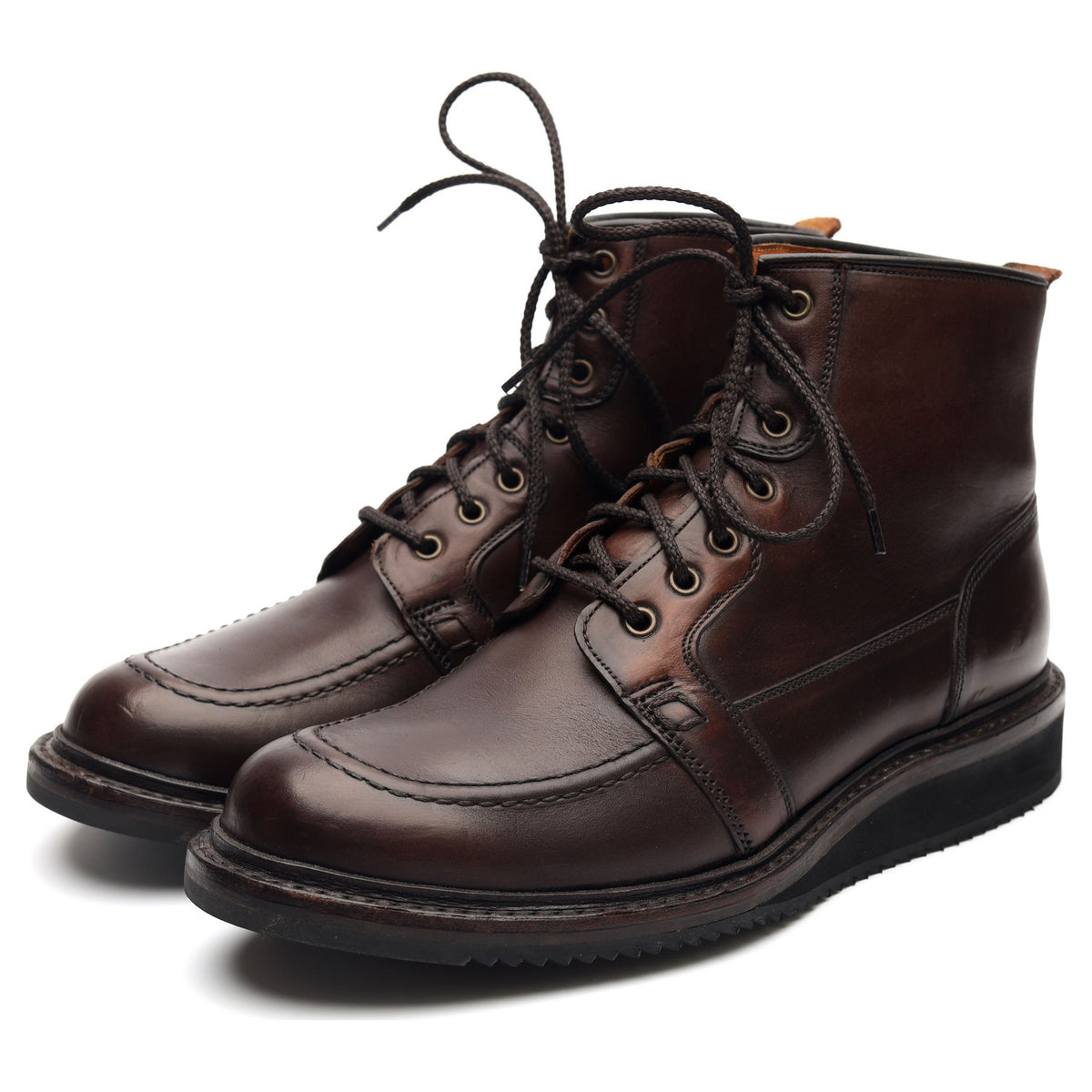 &#39;Gateshead&#39; Brown Leather Apron Boots UK 6 F