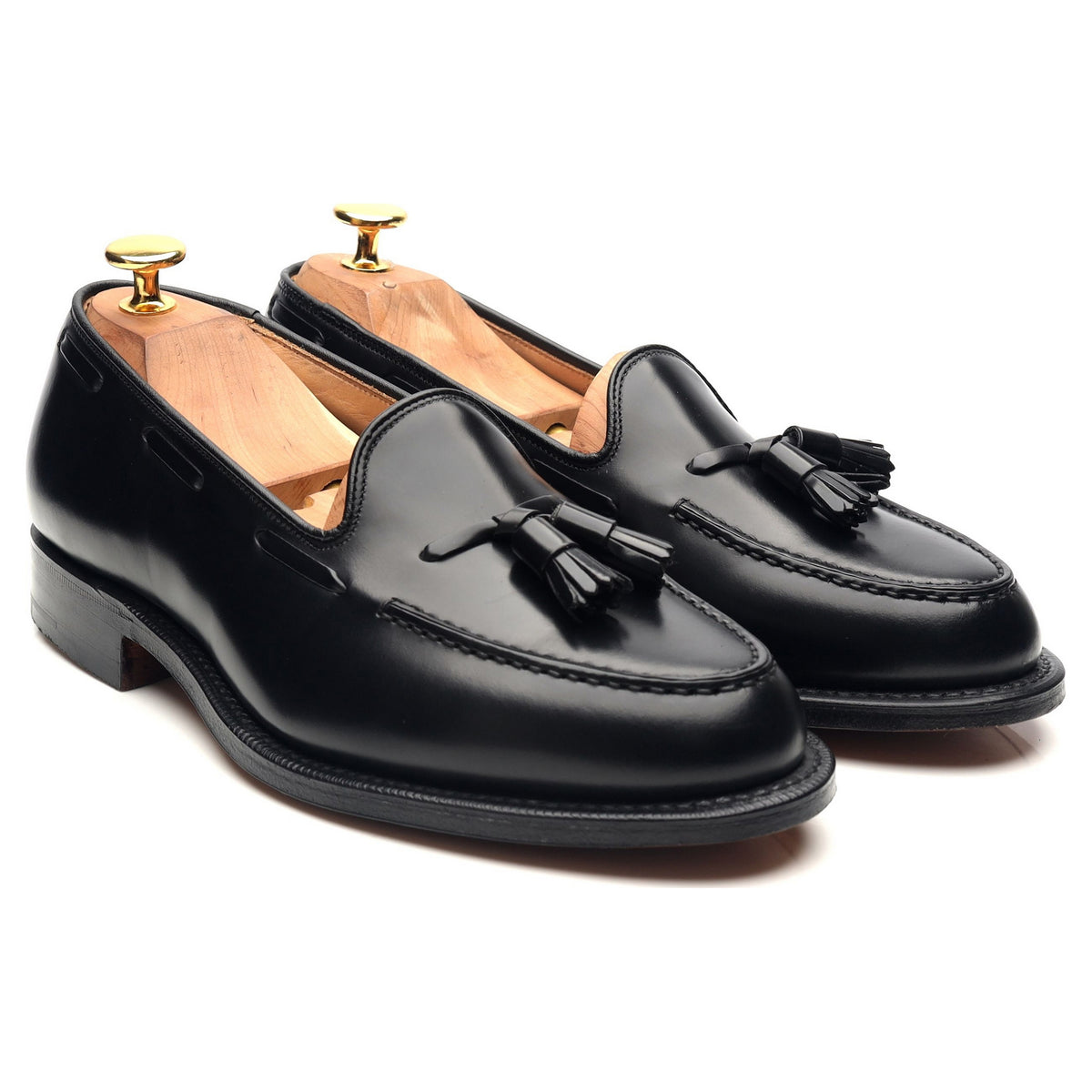 &#39;Keats II&#39; Black Leather Tassel Loafers UK 6 G