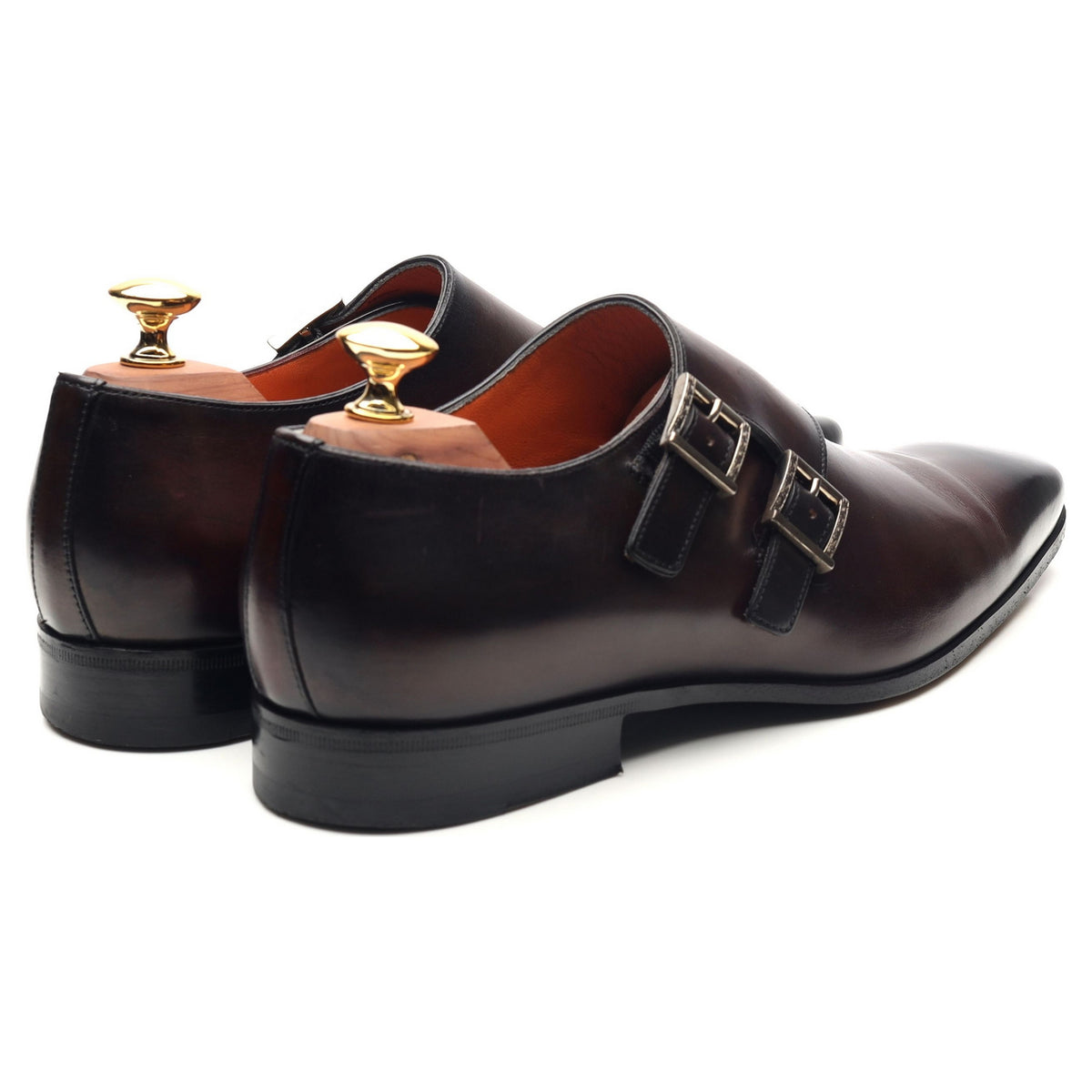Brown Leather Double Monk Strap UK 6 F