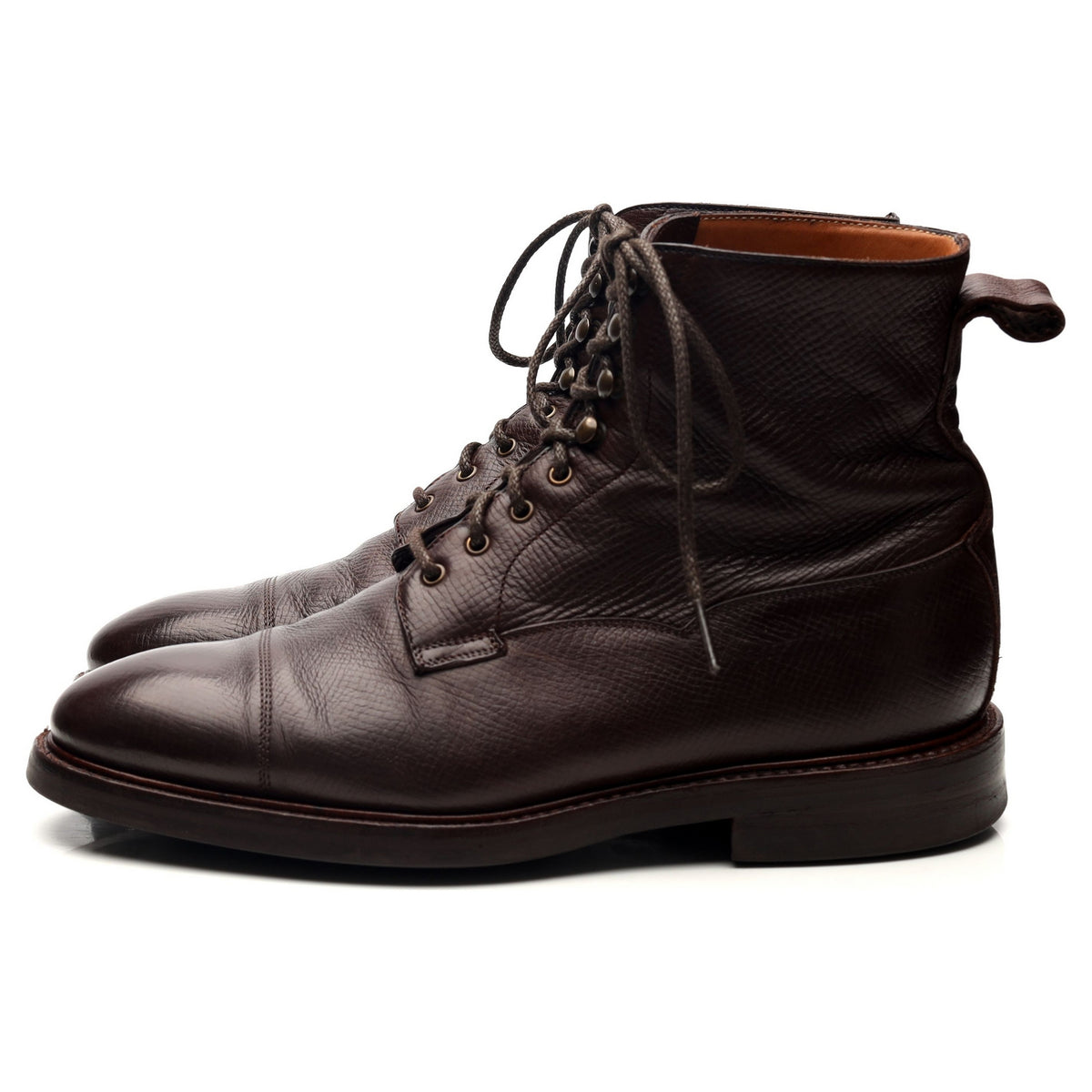 &#39;Kingsley&#39; Dark Brown Leather Cap Toe Boots UK 6