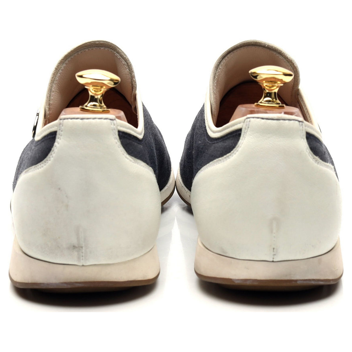 &#39;Dermot&#39; Navy Blue / White Leather Sneakers UK 10