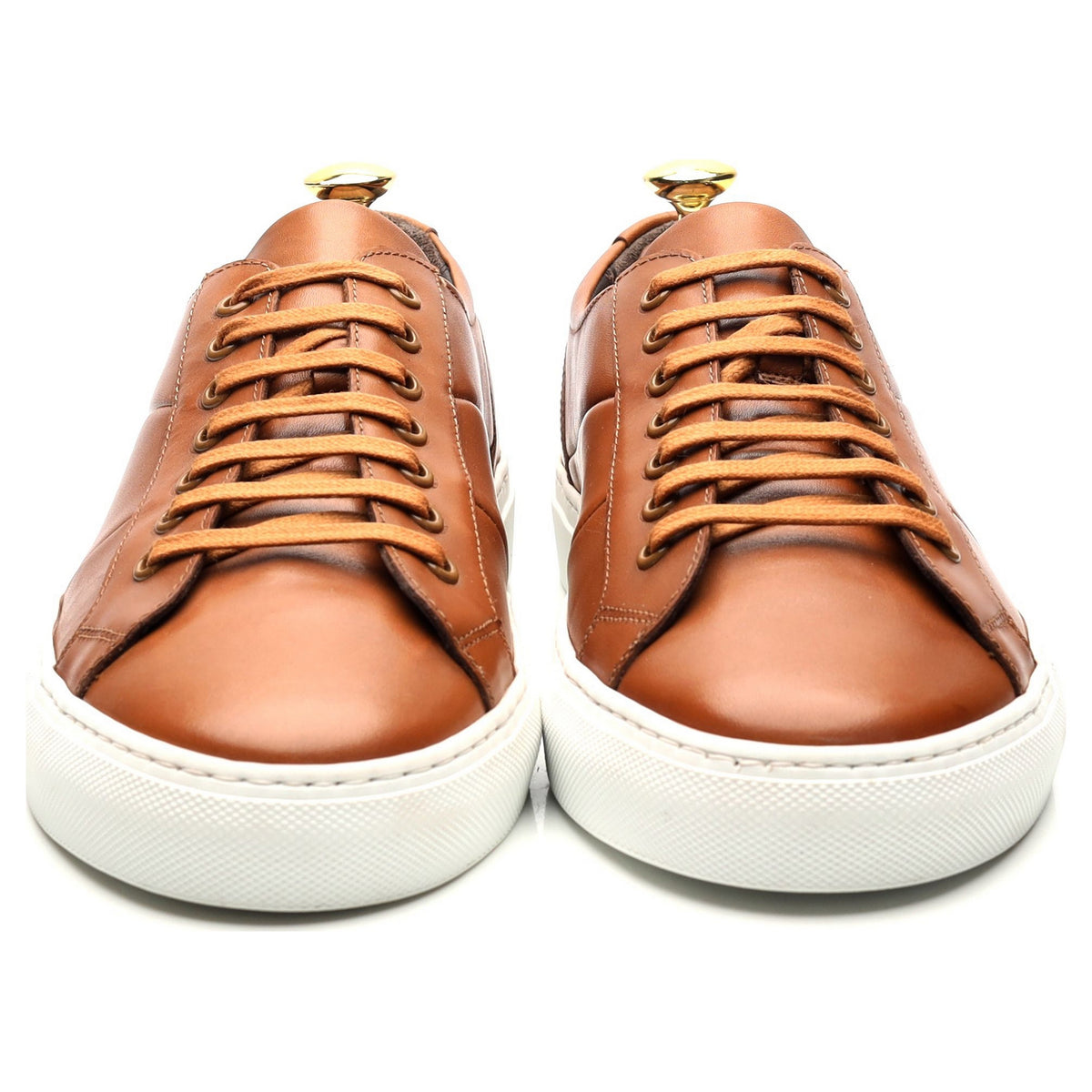 &#39;Archie&#39; Tan Brown Leather Sneakers UK 8 F