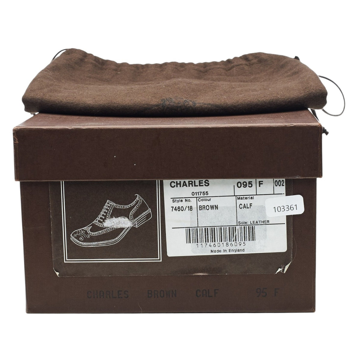 'Charles' Dark Brown Leather Oxford Brogues UK 9.5 F