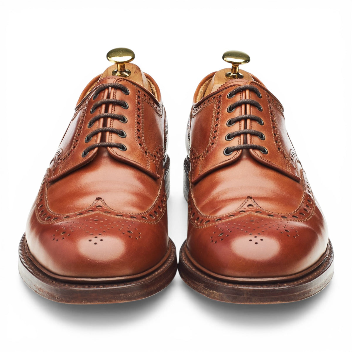 'Bangor' Tan Brown Leather Derby Brogues UK 8.5 E