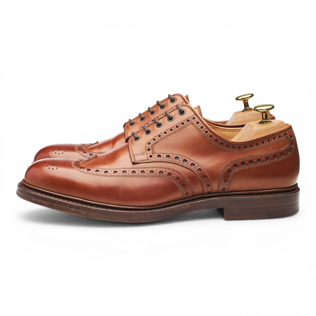 'Bangor' Tan Brown Leather Derby Brogues UK 8.5 E