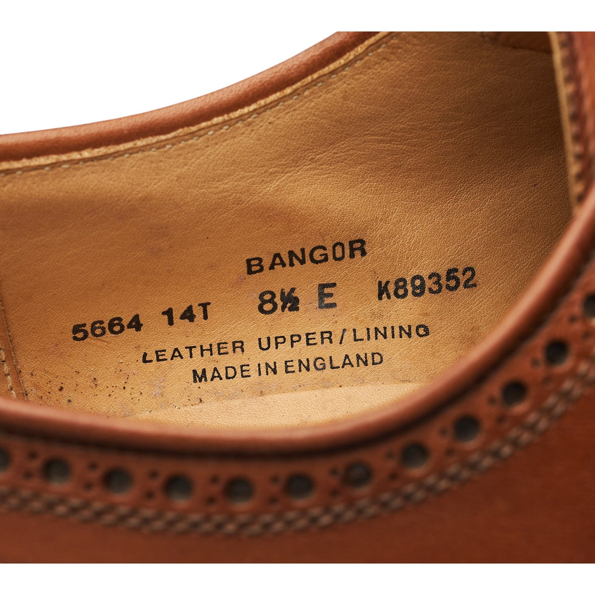 'Bangor' Tan Brown Leather Derby Brogues UK 8.5 E