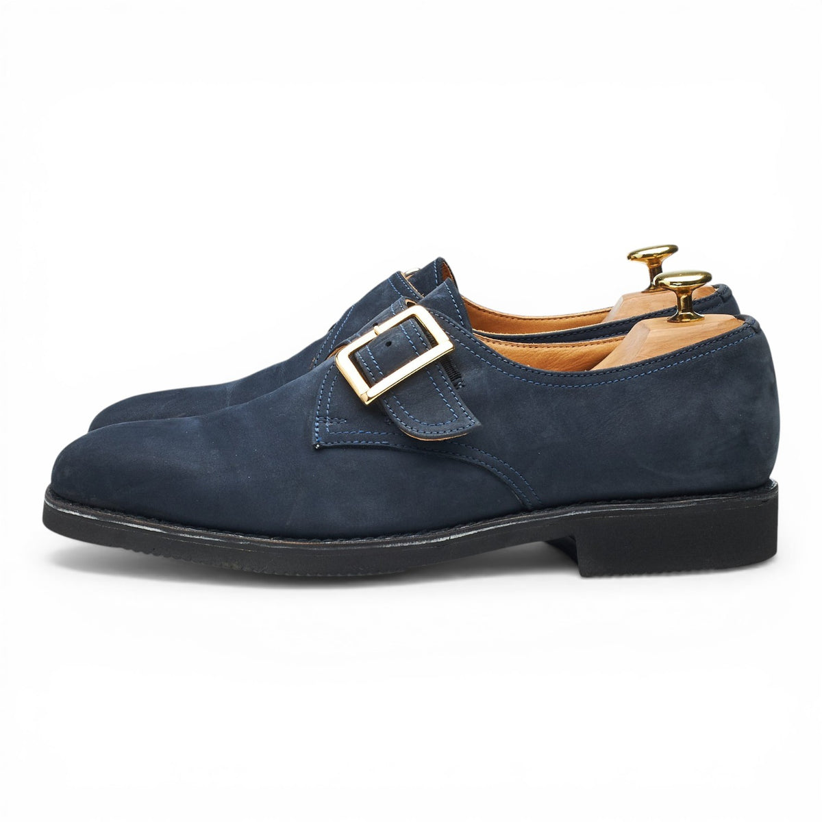 2000 Navy Blue Nubuck Leather Monk Strap UK 8 F