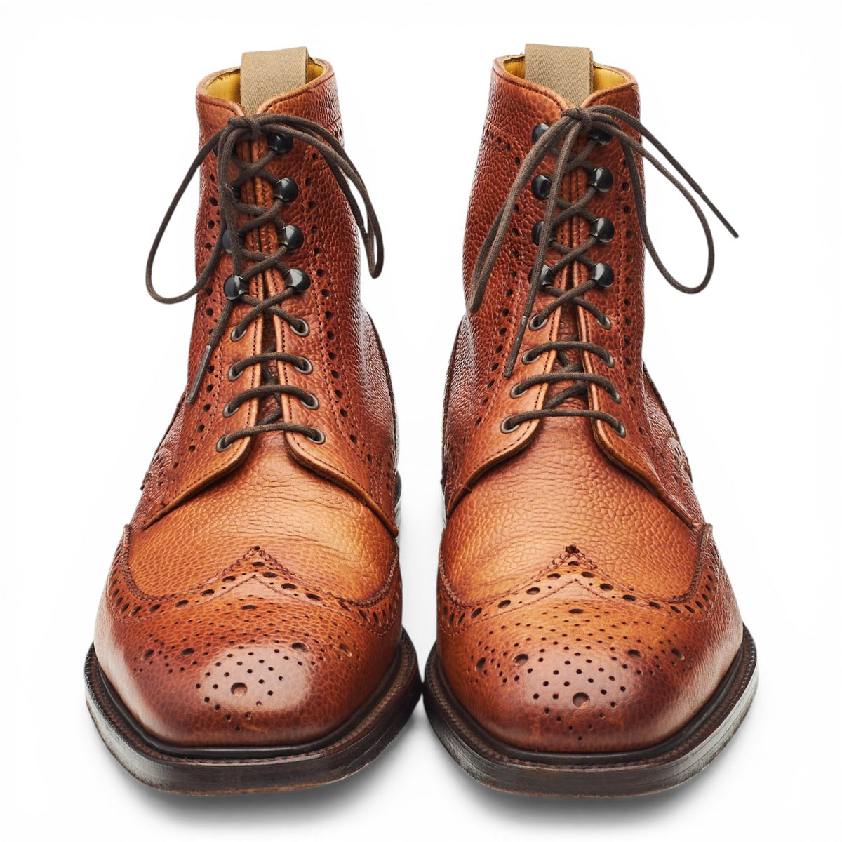 Vintage Tan Brown Grain Leather Brogue Boots UK 7 G