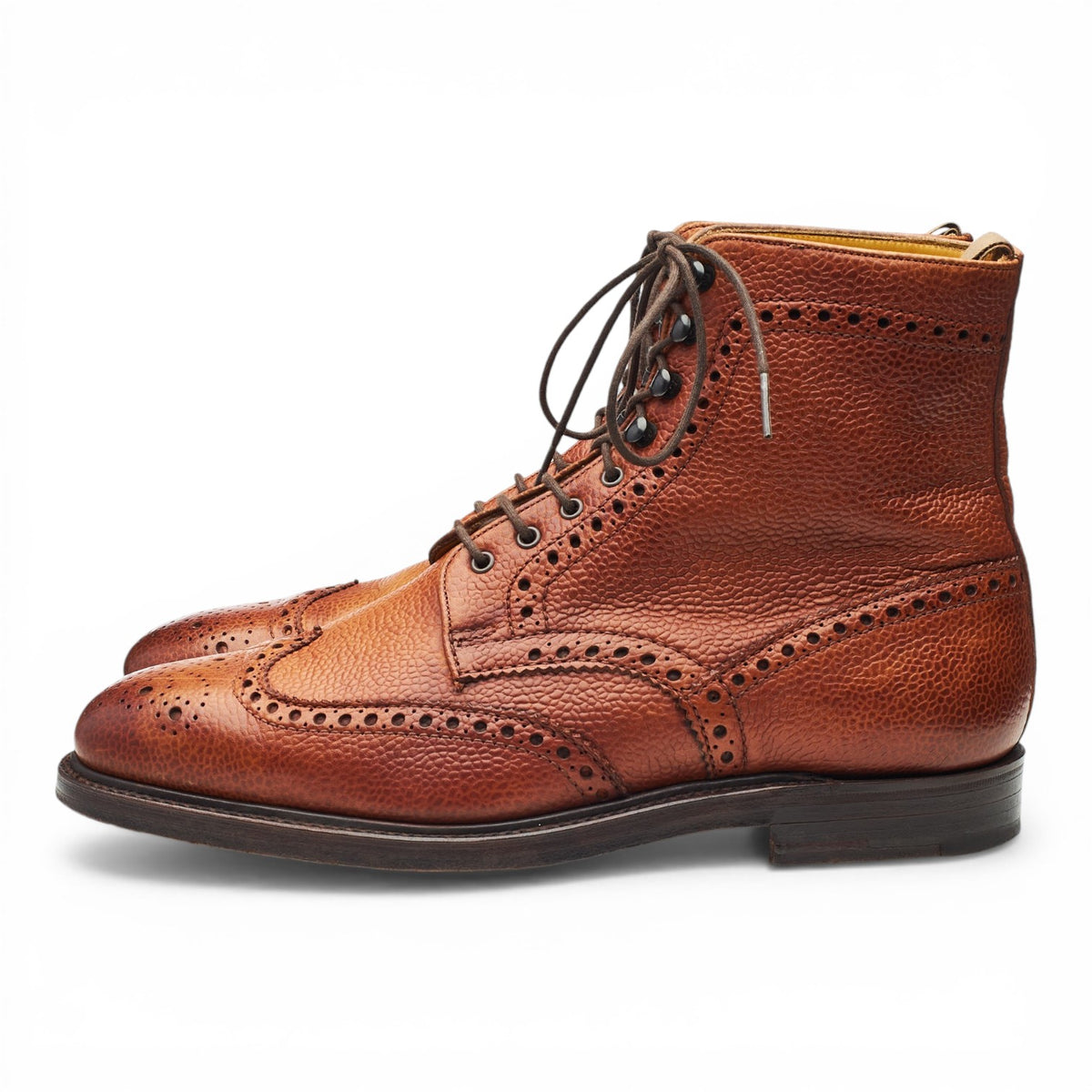 Vintage Tan Brown Grain Leather Brogue Boots UK 7 G