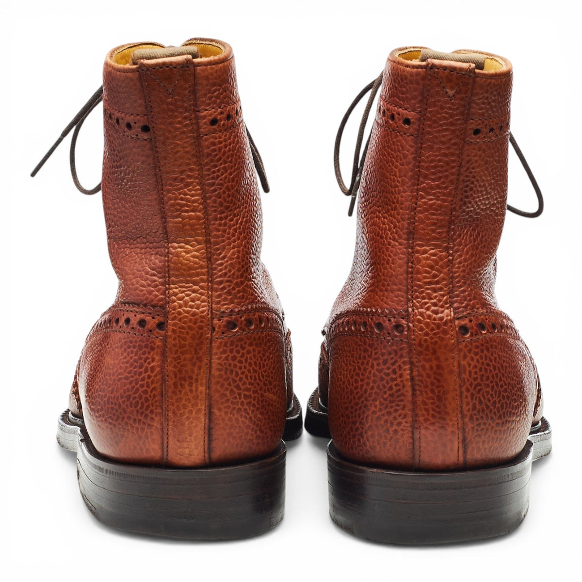 Vintage Tan Brown Grain Leather Brogue Boots UK 7 G