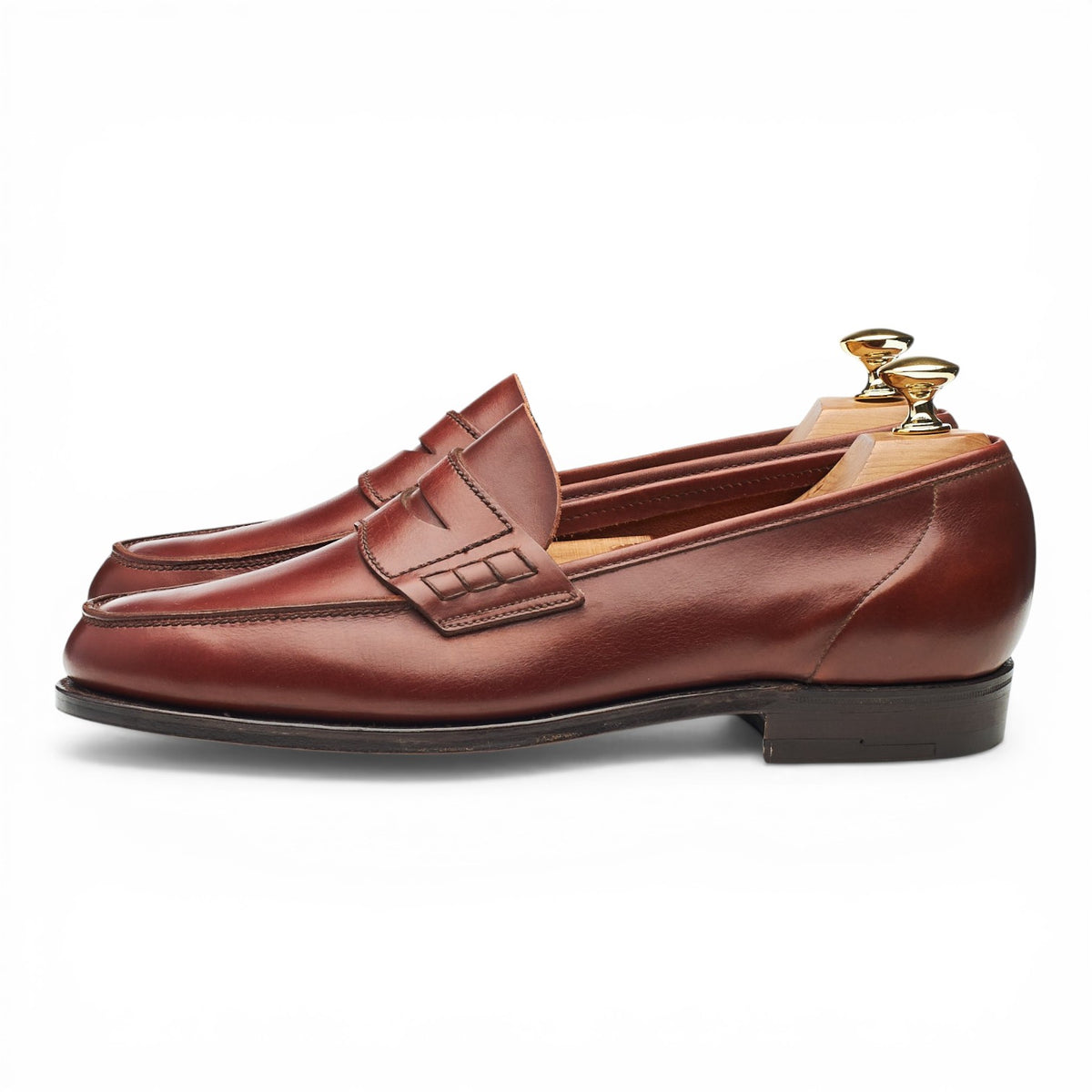 Tan Brown Leather Split Toe Loafers UK 6.5 EE