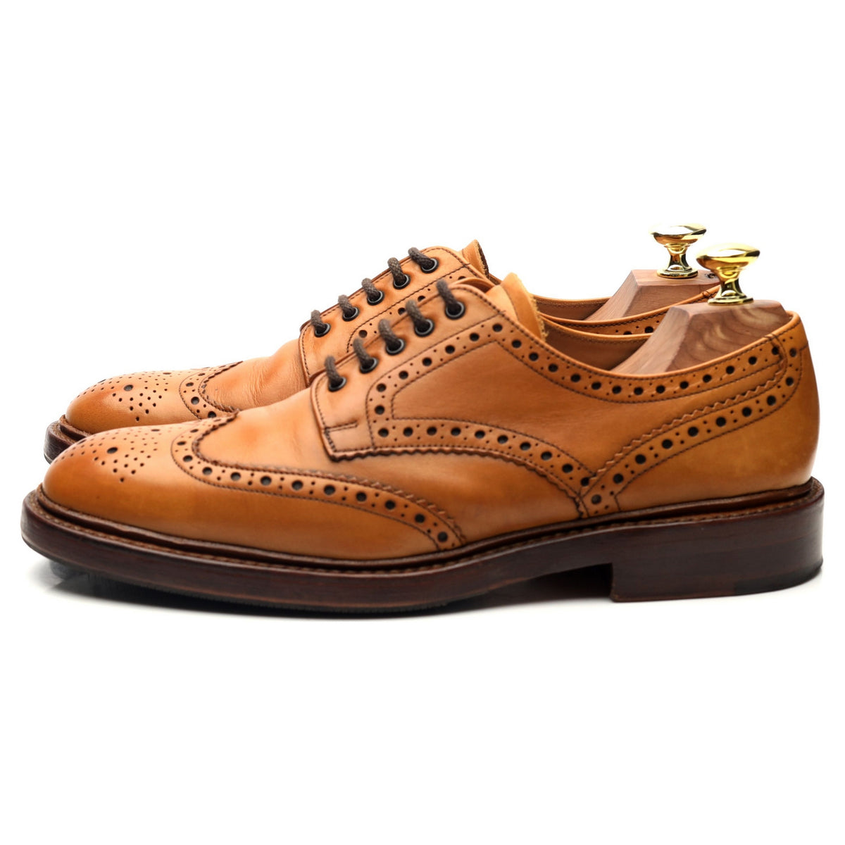 1880 &#39;Chester&#39; Tan Brown Leather Derby Brogues UK 7 F