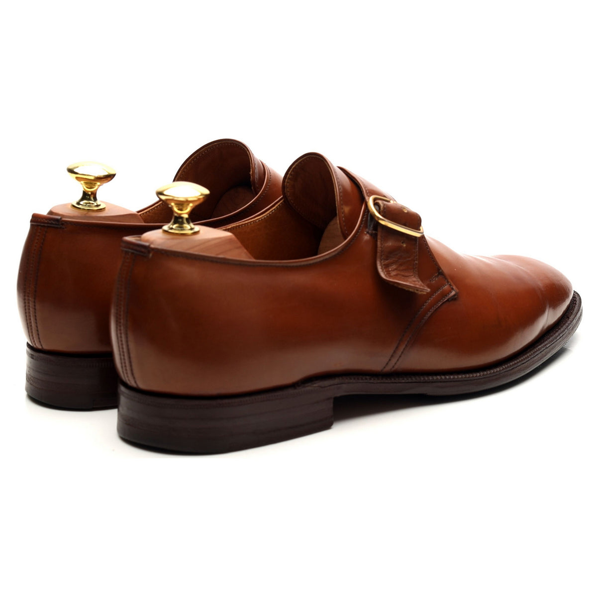 &#39;Becket&#39; Tan Brown Leather Monk Strap UK 8 F
