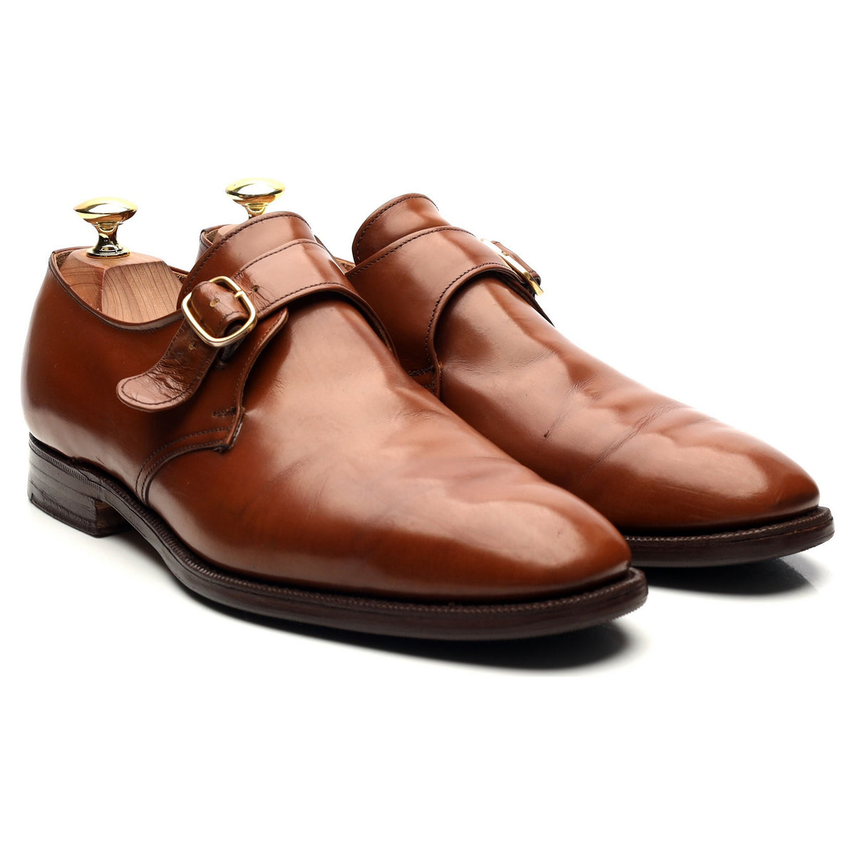 &#39;Becket&#39; Tan Brown Leather Monk Strap UK 8 F