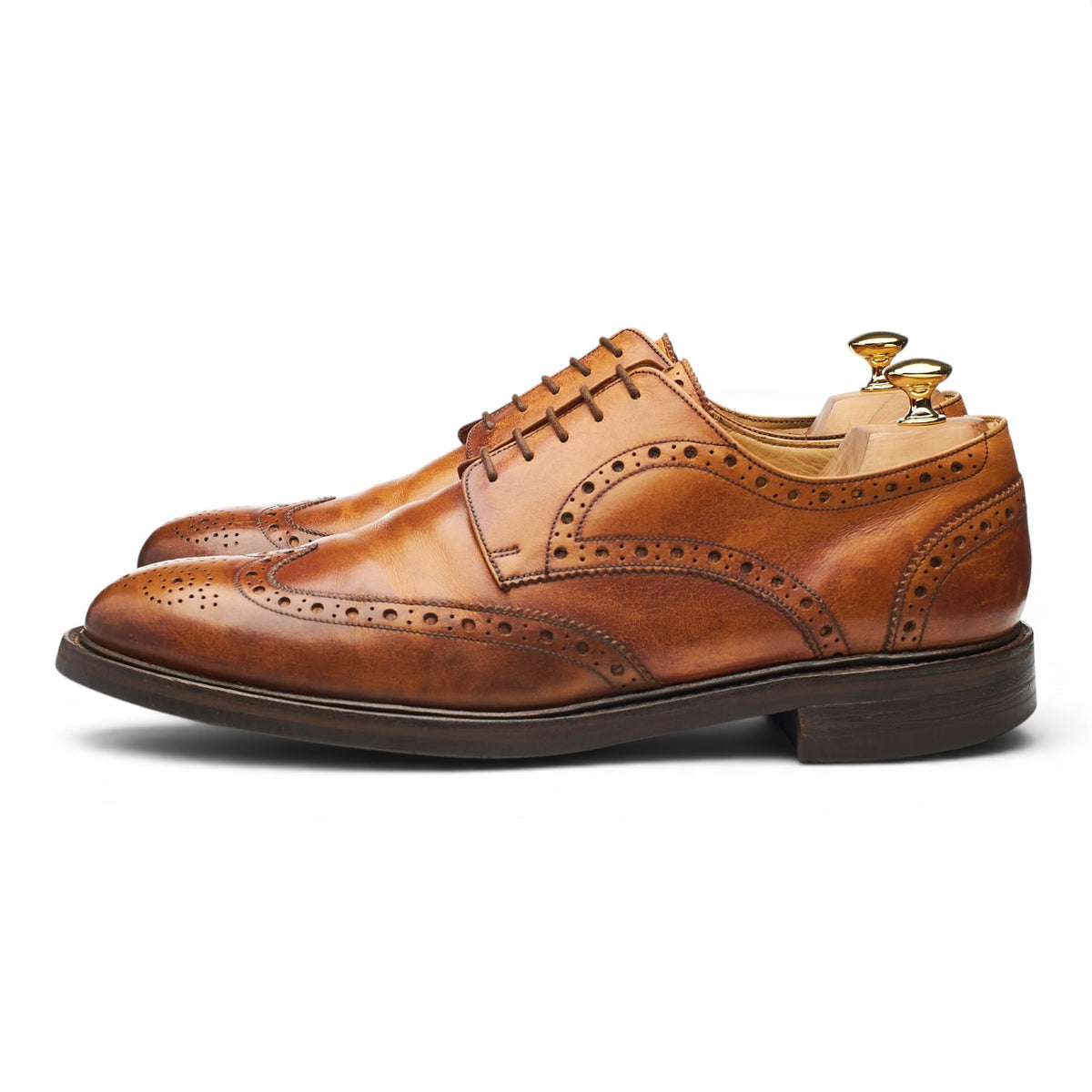 Tan Brown Leather Derby Brogues UK 11 F