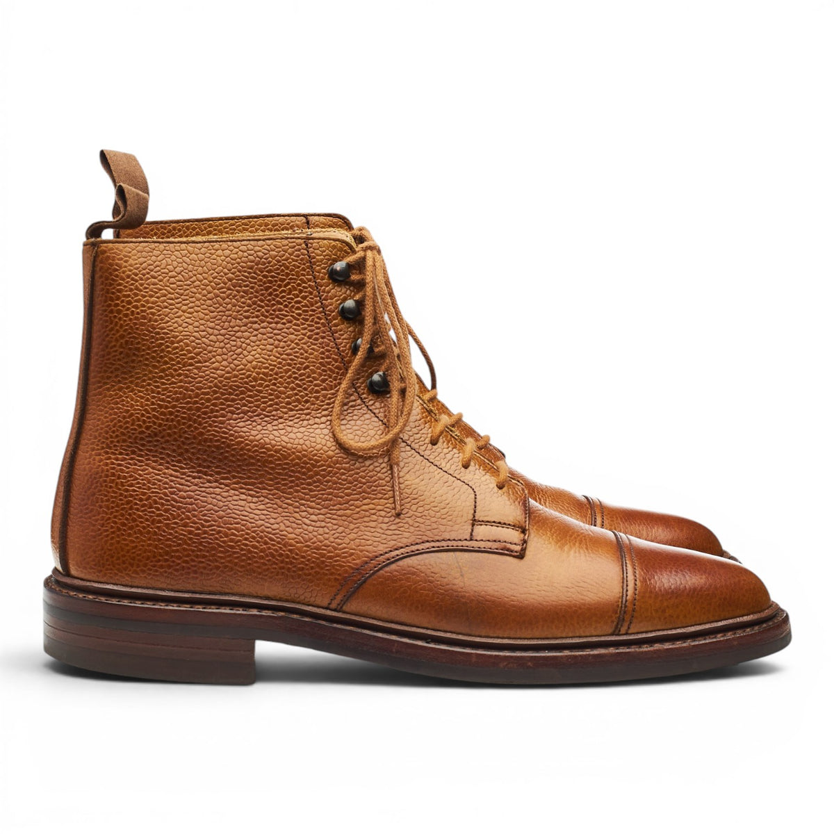 Peal & Co Tan Brown Grain Leather Derby Boots UK 7 US 8 D