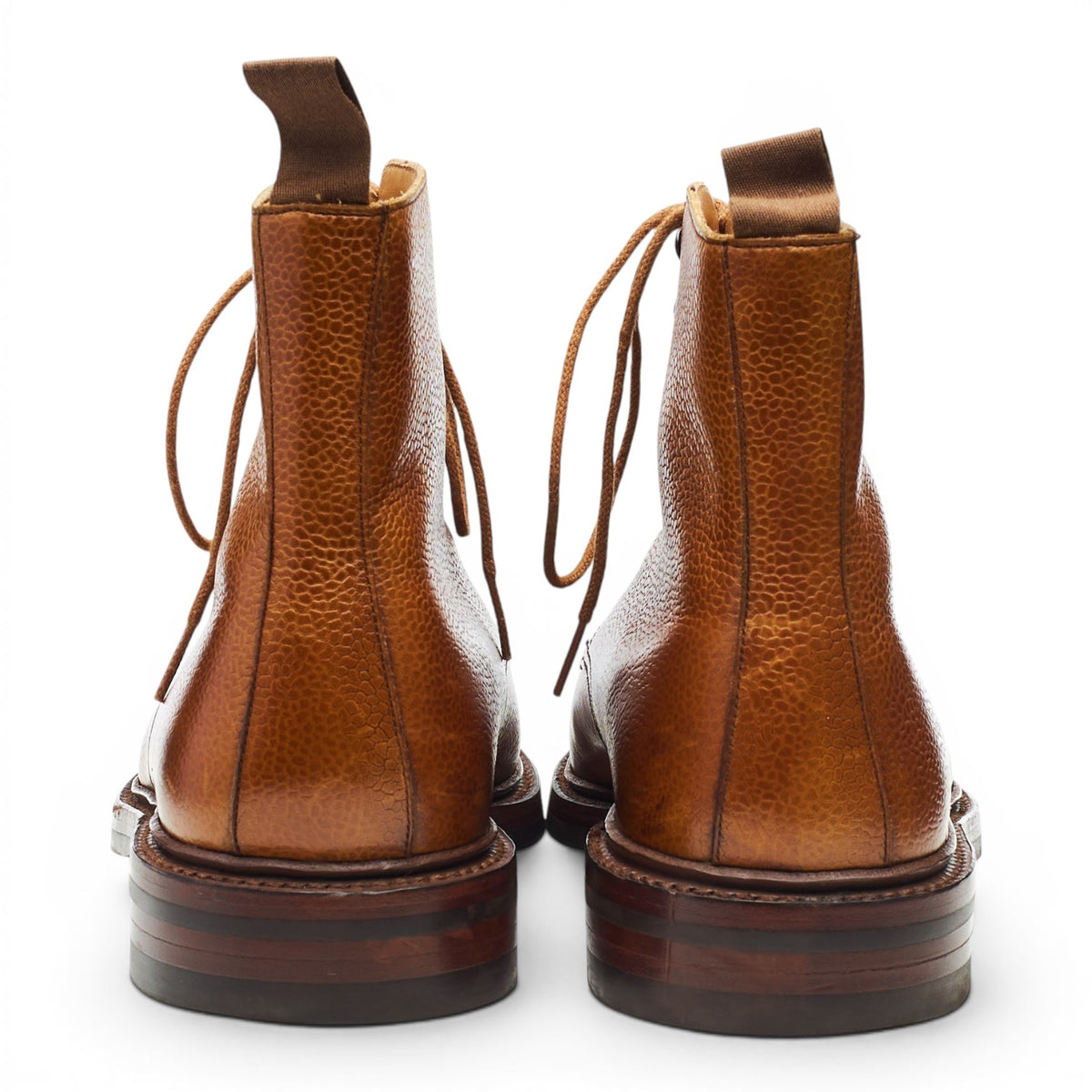 Peal & Co Tan Brown Grain Leather Derby Boots UK 7 US 8 D
