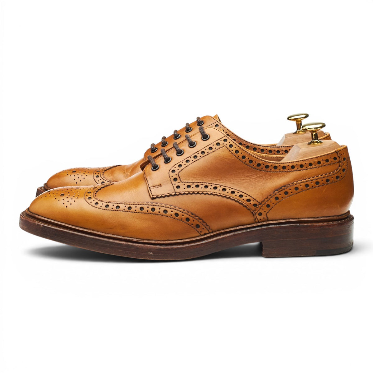 1880 'Chester' Tan Brown Leather Derby Brogues UK 9 F