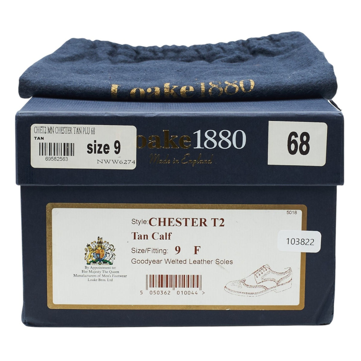 1880 'Chester' Tan Brown Leather Derby Brogues UK 9 F