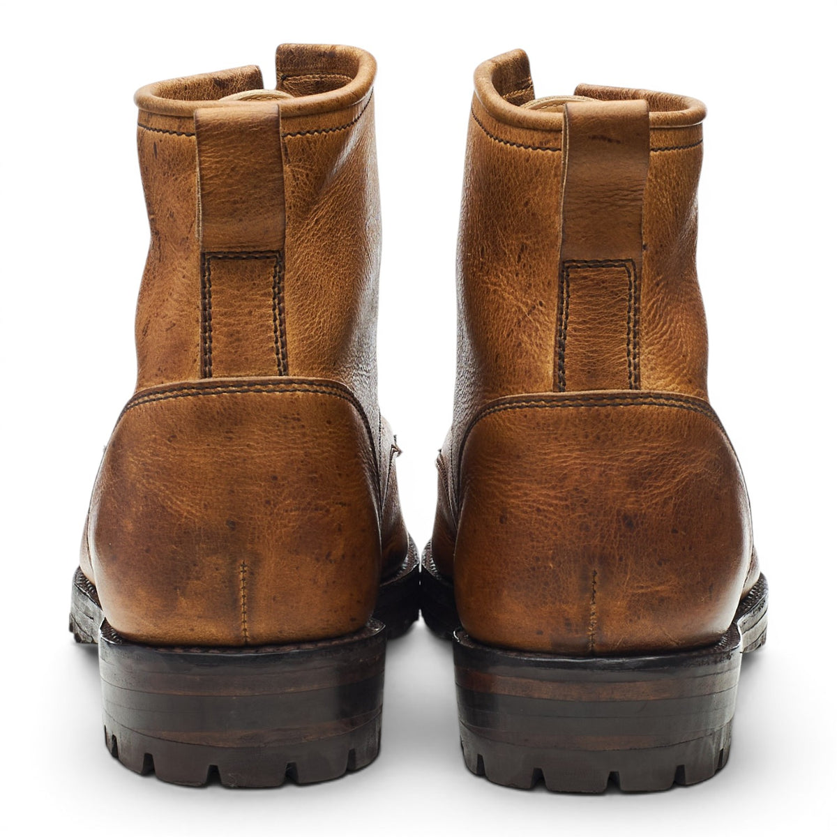 Tan Brown Leather Moc Toe Boots UK 9 F