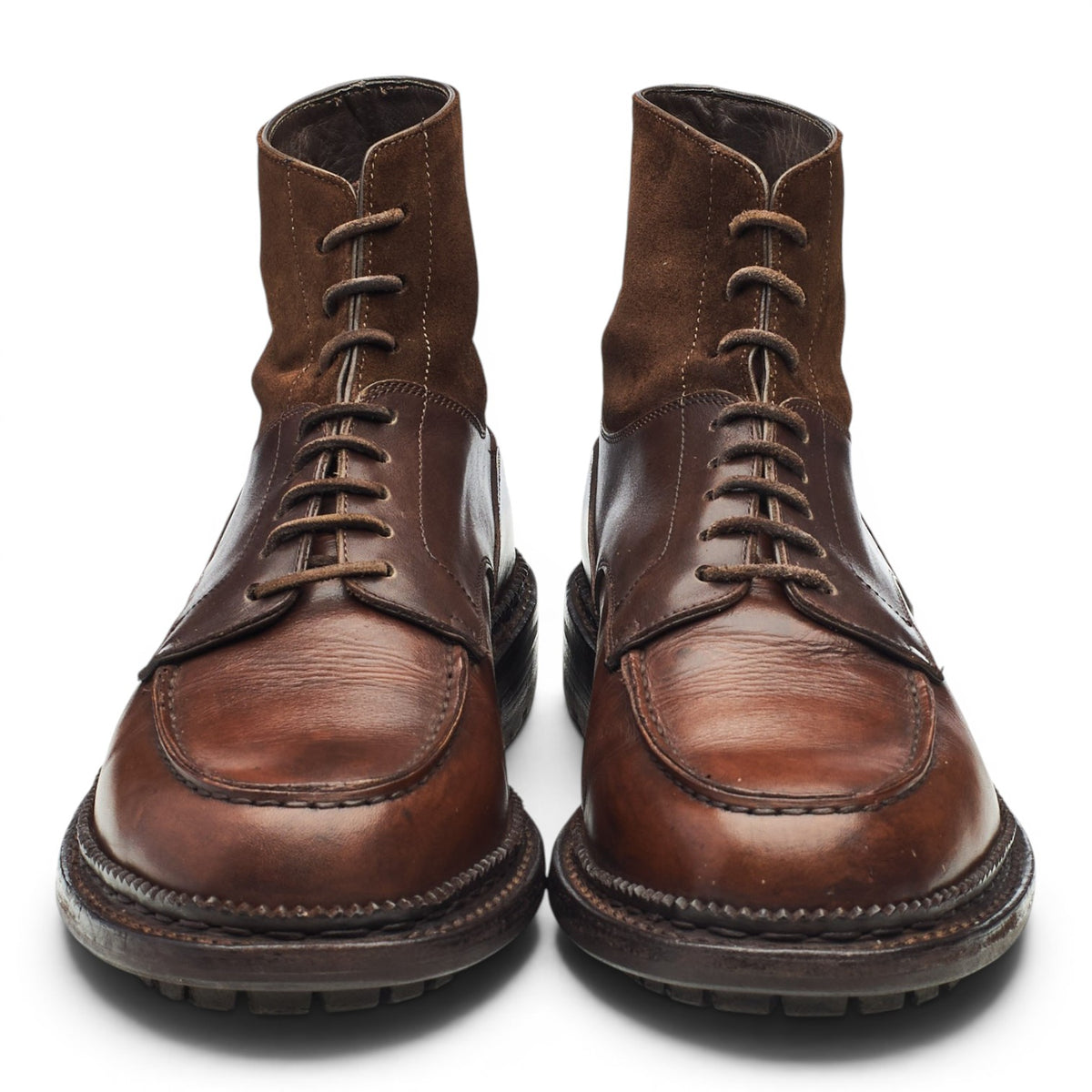 Dark Brown Leather Moc Toe Boots UK 7.5 US 8