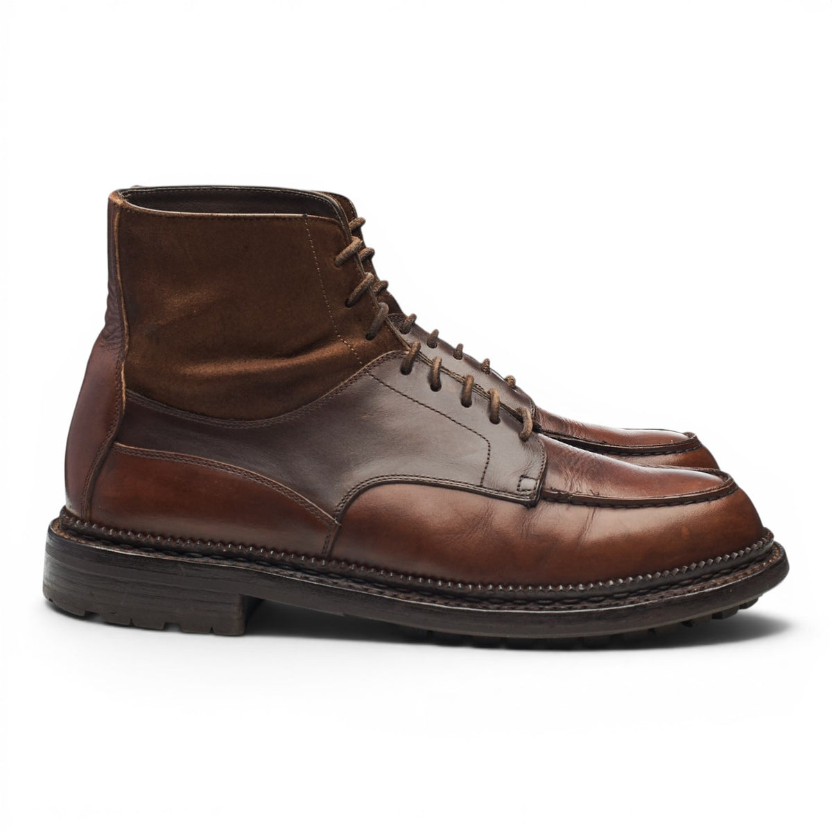 Dark Brown Leather Moc Toe Boots UK 7.5 US 8