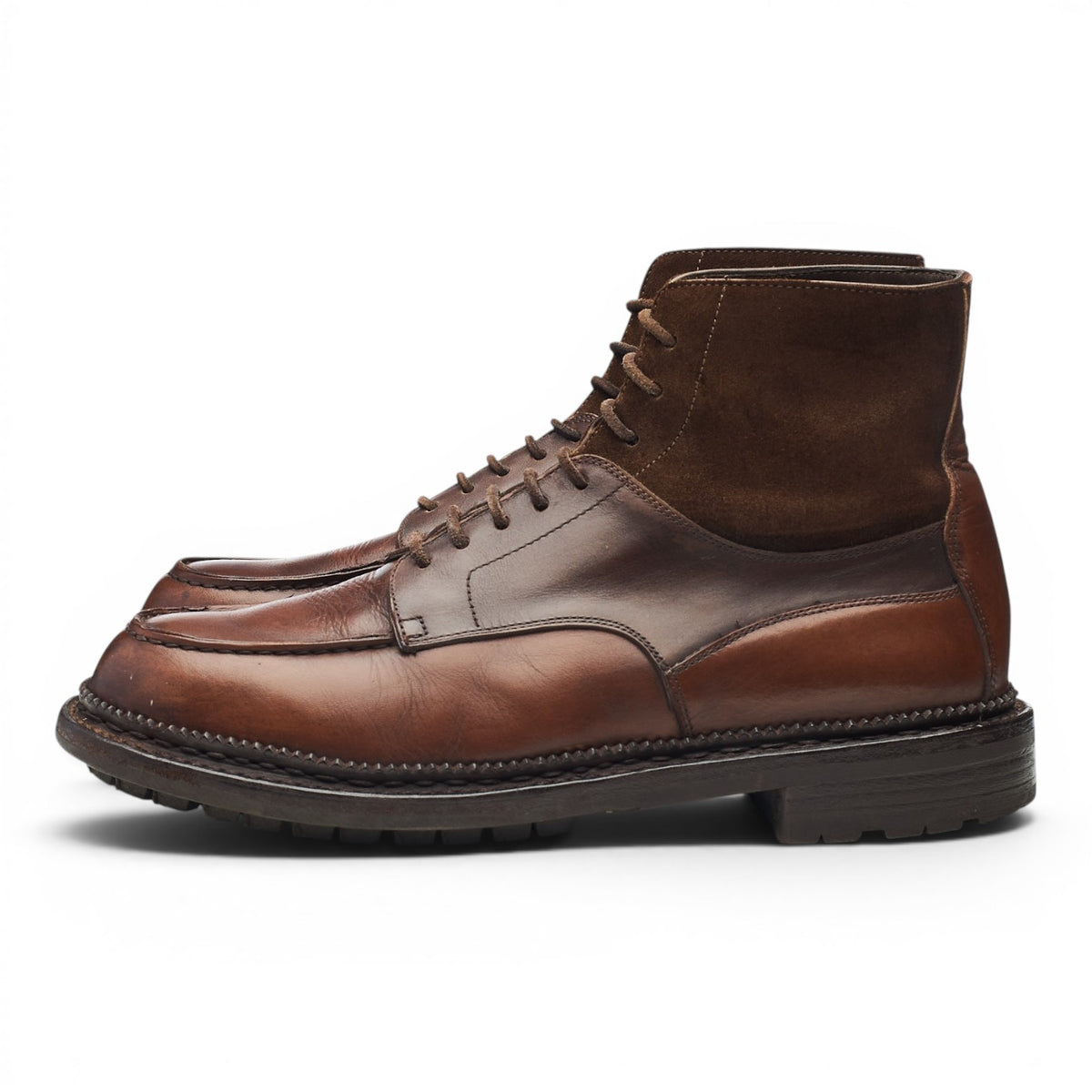 Dark Brown Leather Moc Toe Boots UK 7.5 US 8