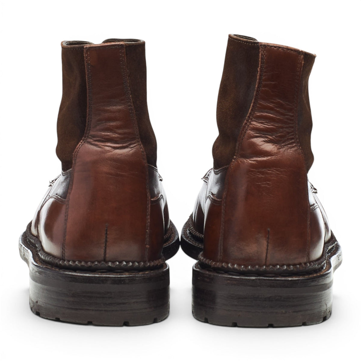 Dark Brown Leather Moc Toe Boots UK 7.5 US 8