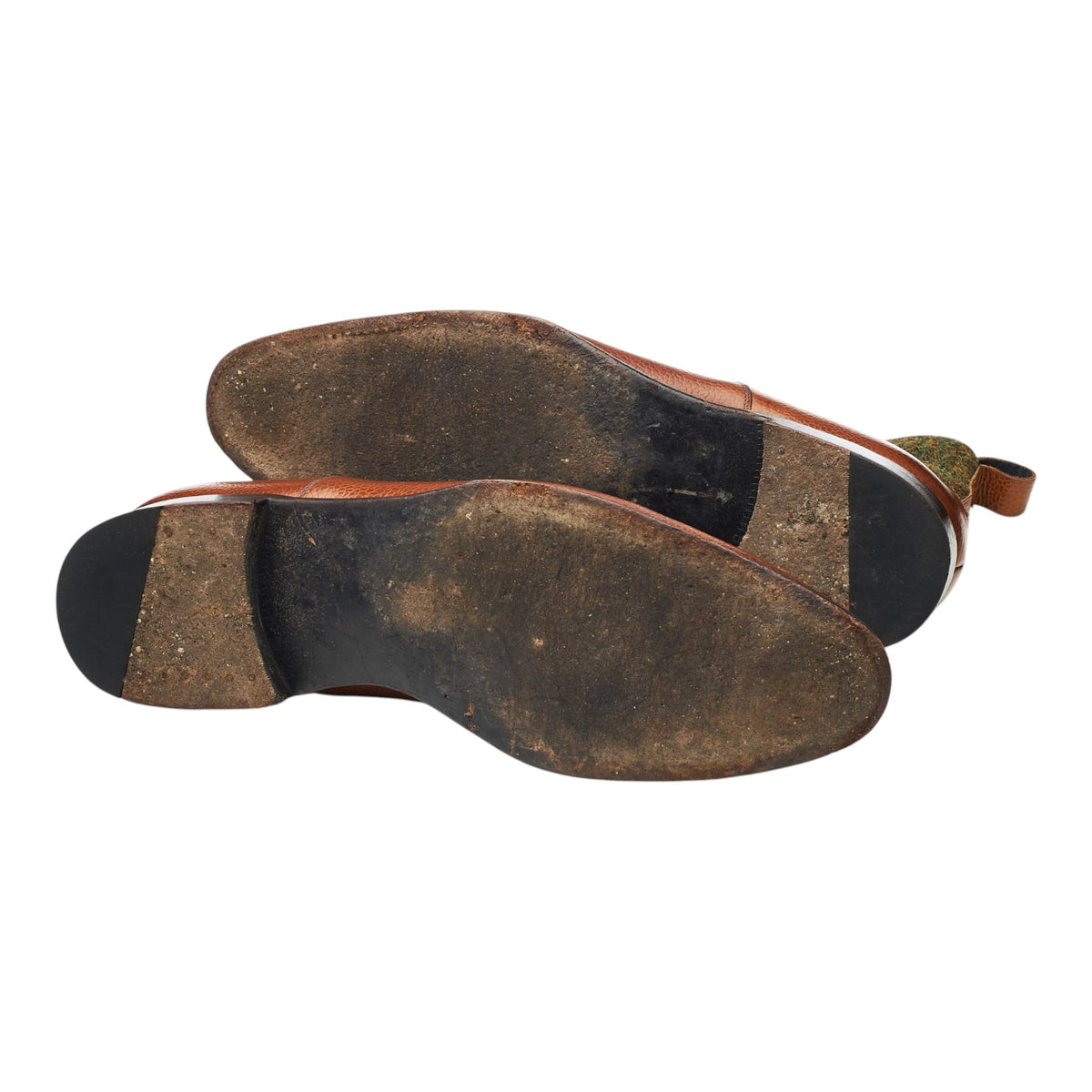 'Westlake' Tan Brown Grain Leather and Tweed Button Boots UK 8 E