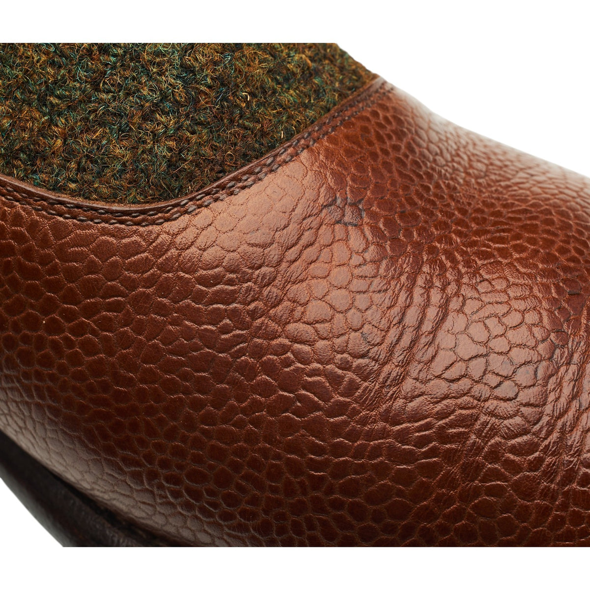 'Westlake' Tan Brown Grain Leather and Tweed Button Boots UK 8 E