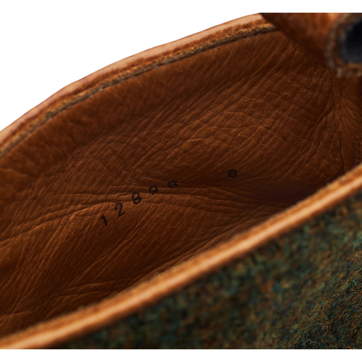 'Westlake' Tan Brown Grain Leather and Tweed Button Boots UK 8 E
