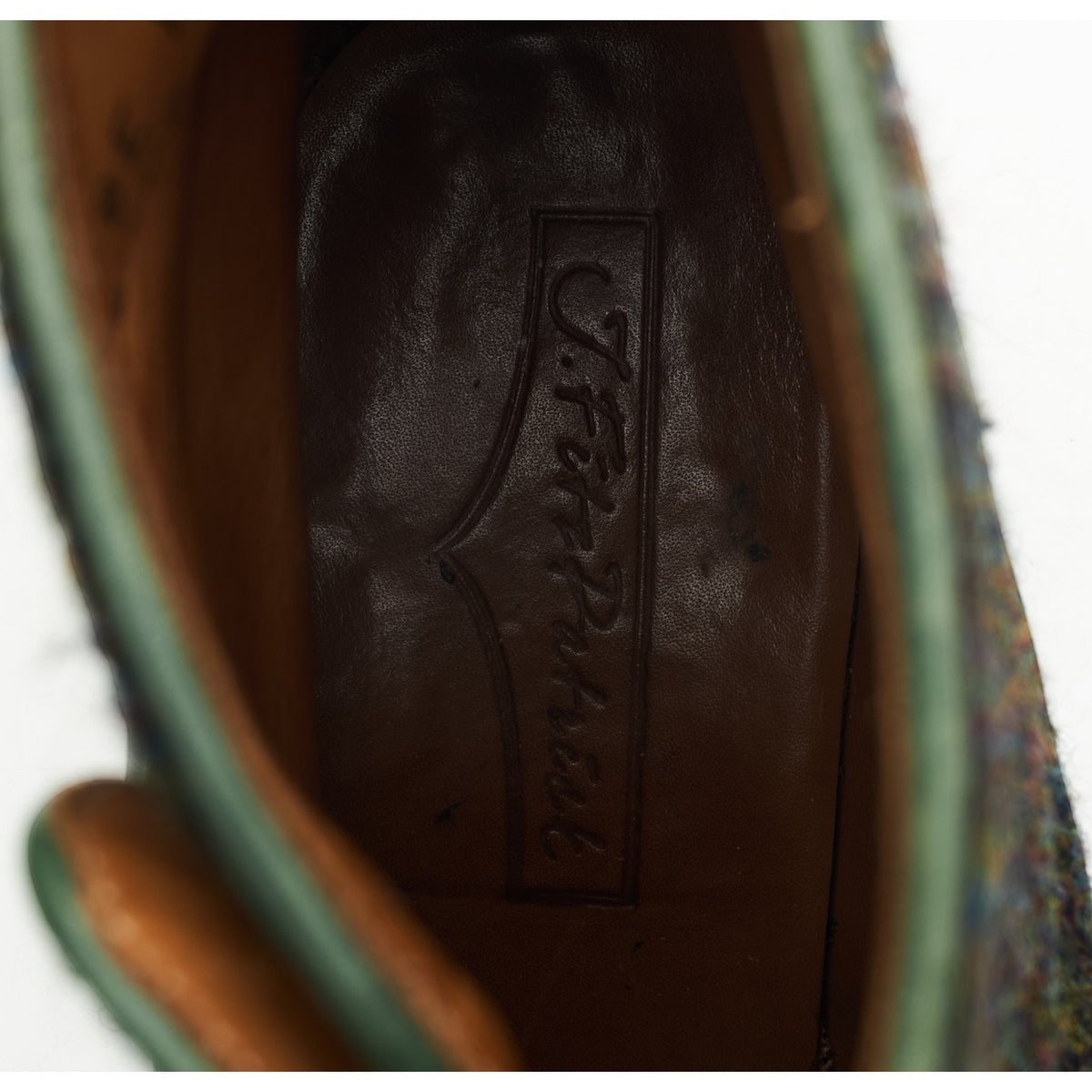 'Westlake' Green Leather and Tweed Button Boots UK 8 E