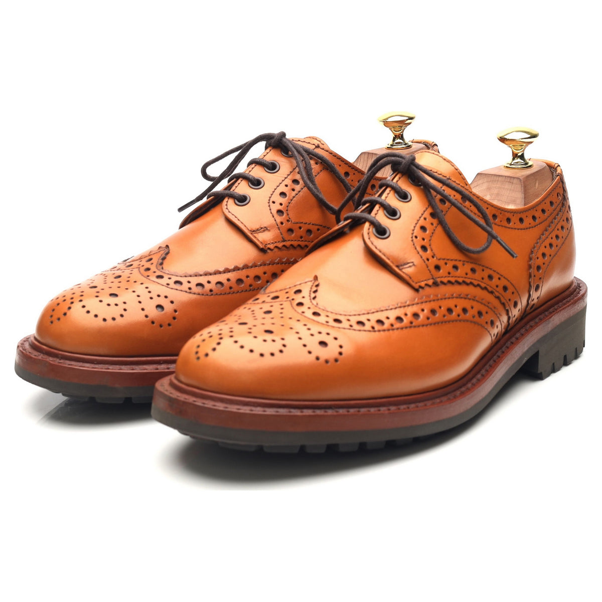 &#39;Lingfield&#39; Tan Brown Leather Derby Brogues UK 8 F