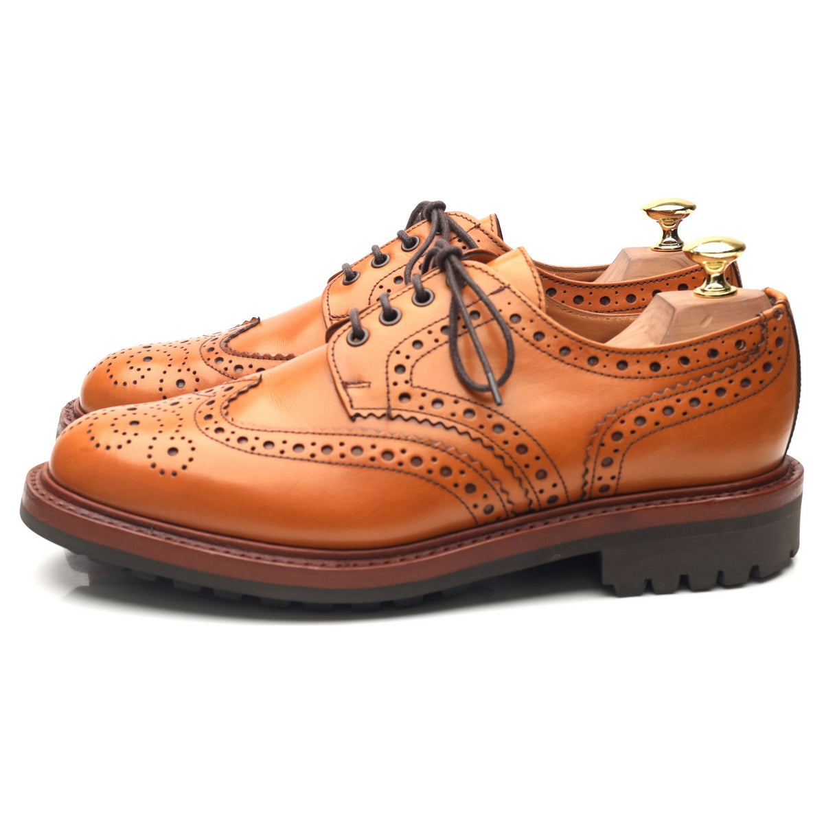 &#39;Lingfield&#39; Tan Brown Leather Derby Brogues UK 8 F