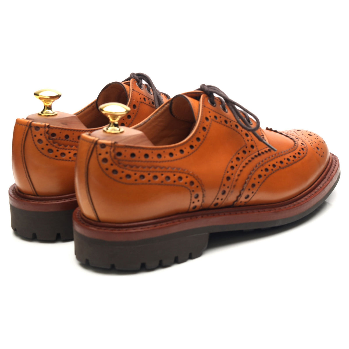 &#39;Lingfield&#39; Tan Brown Leather Derby Brogues UK 8 F