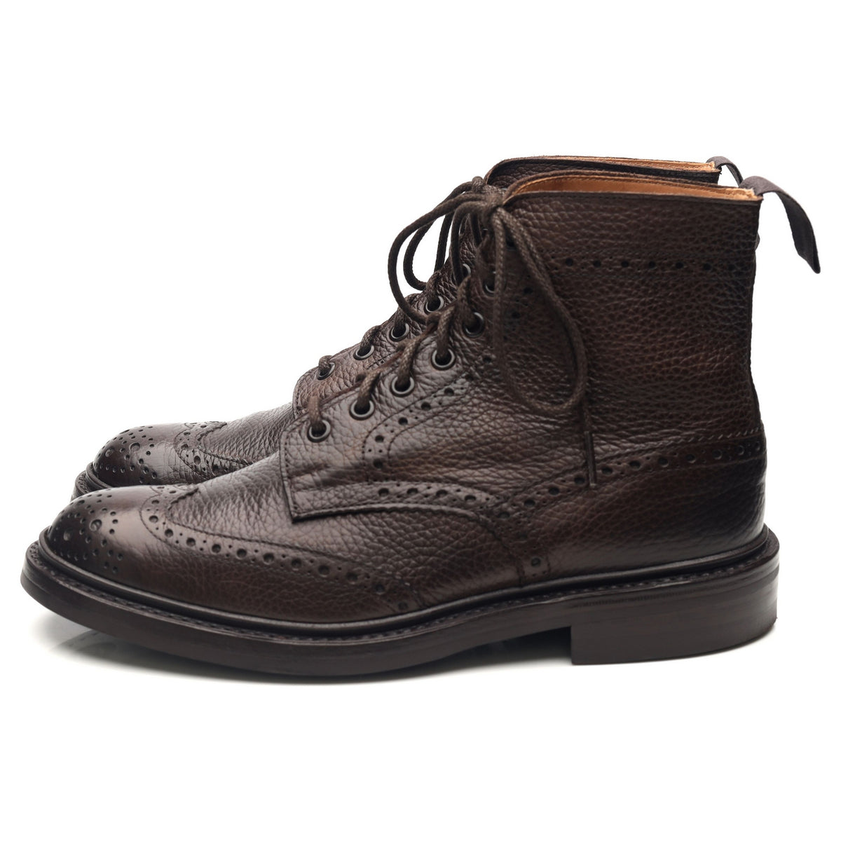 &#39;Stow&#39; Dark Brown Leather Brogue Boots UK 7