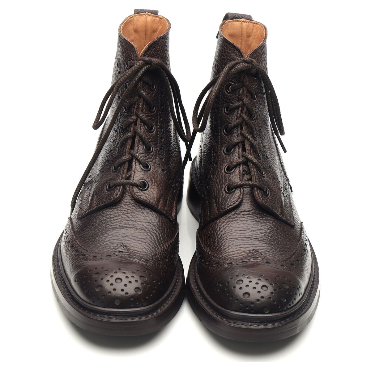 &#39;Stow&#39; Dark Brown Leather Brogue Boots UK 7