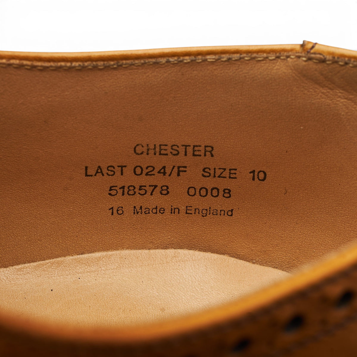 1880 'Chester' Tan Brown Leather Derby Brogues UK 10 F