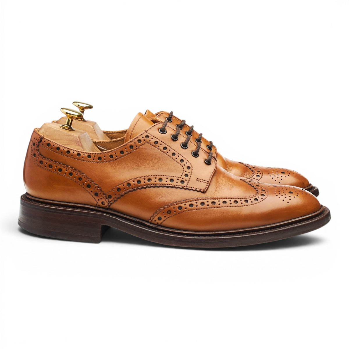 1880 'Chester 2' Tan Brown Leather Derby Brogues UK 8 F
