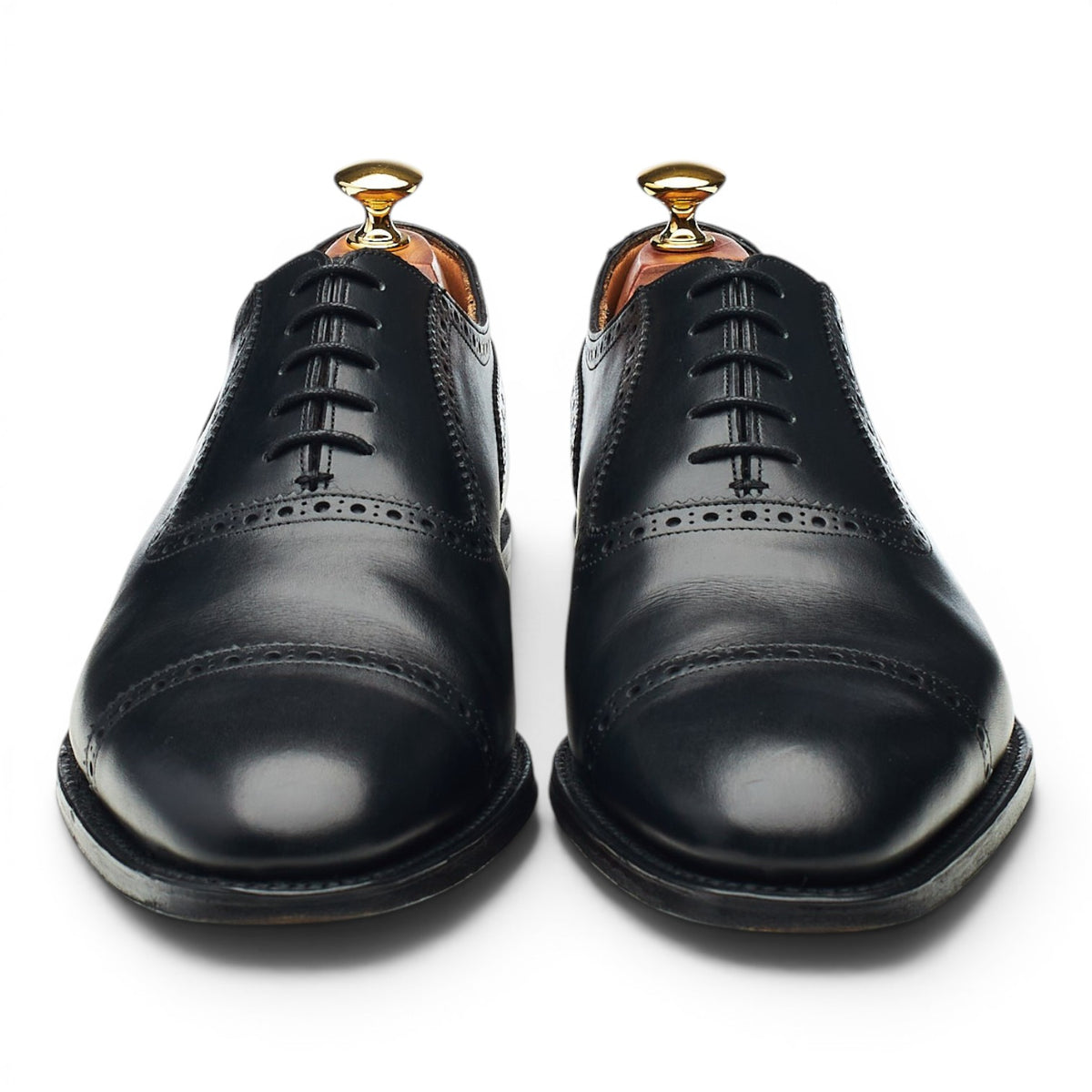 'Fenchurch' Black Leather Oxford Semi Brogues UK 9 F